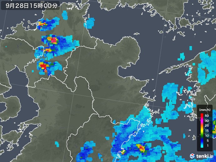 大分県の雨雲レーダー(2019年09月28日)
