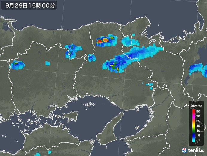 兵庫県の雨雲レーダー(2019年09月29日)