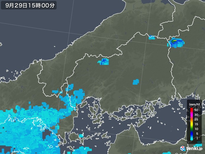 広島県の雨雲レーダー(2019年09月29日)