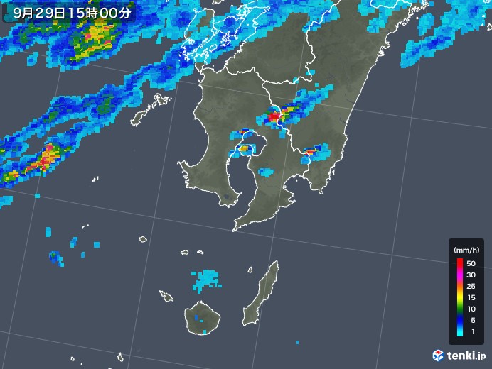 鹿児島県の雨雲レーダー(2019年09月29日)