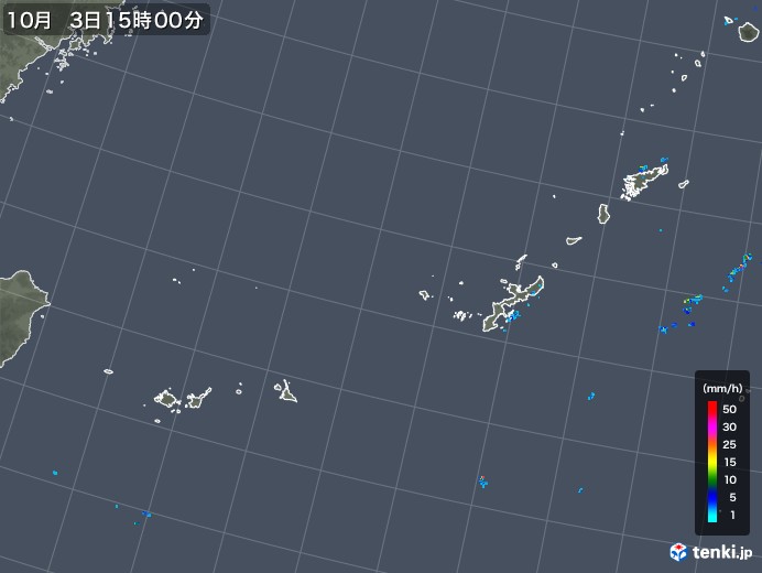 沖縄地方の雨雲レーダー(2019年10月03日)