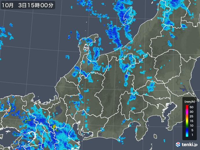 北陸地方の雨雲レーダー(2019年10月03日)