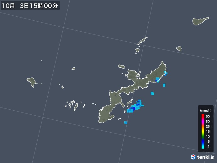 沖縄県の雨雲レーダー(2019年10月03日)