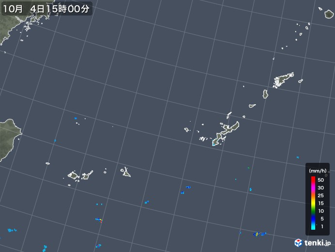 沖縄地方の雨雲レーダー(2019年10月04日)