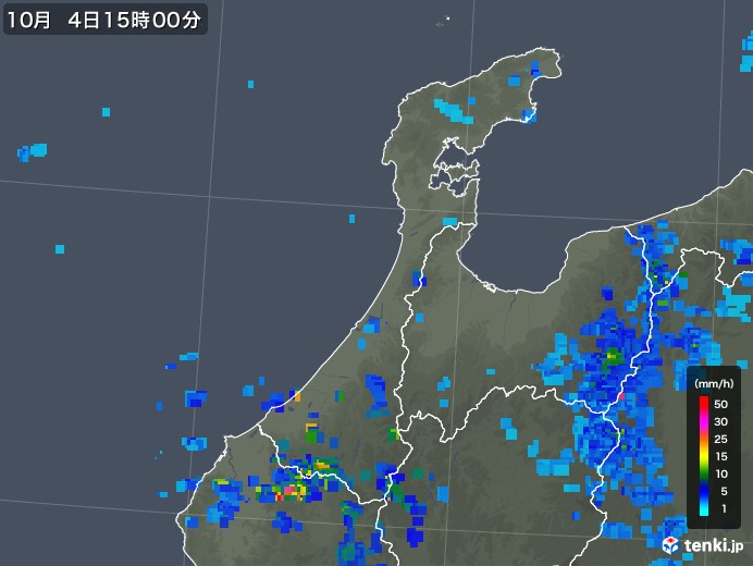 石川県の雨雲レーダー(2019年10月04日)