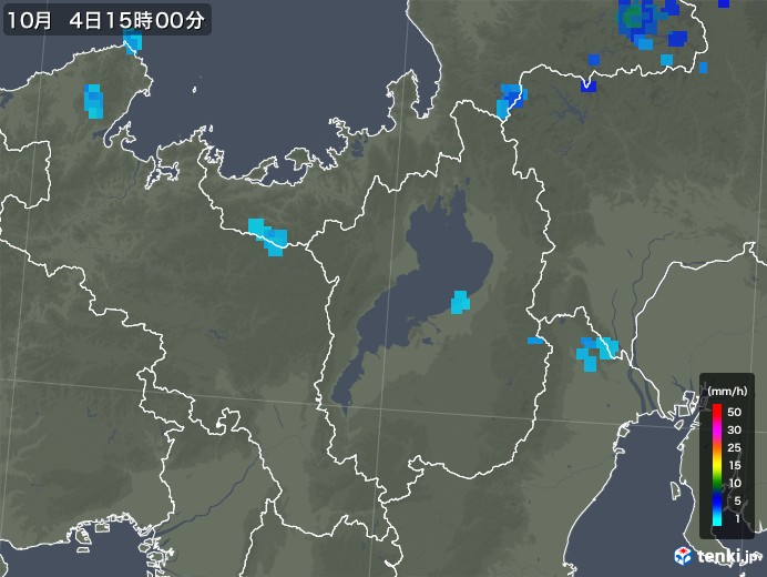 滋賀県の雨雲レーダー(2019年10月04日)