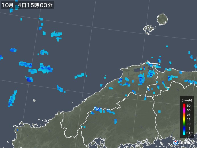 島根県の雨雲レーダー(2019年10月04日)