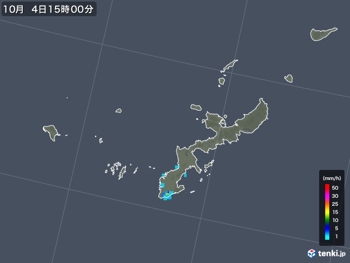 沖縄県の雨雲レーダー(2019年10月04日)