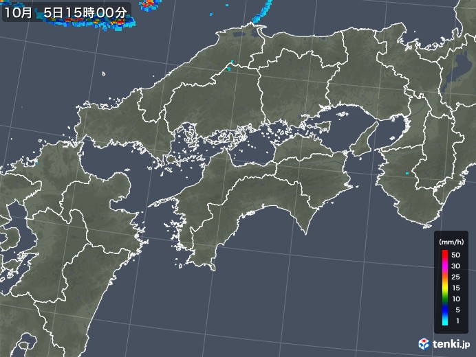 四国地方の雨雲レーダー(2019年10月05日)