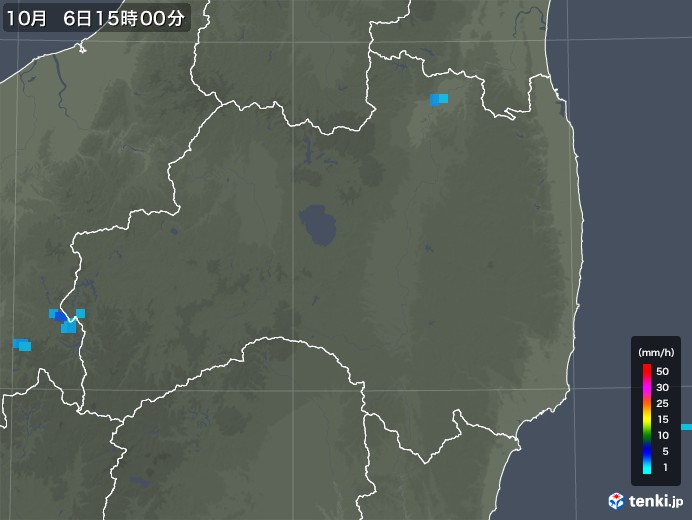 福島県の雨雲レーダー(2019年10月06日)