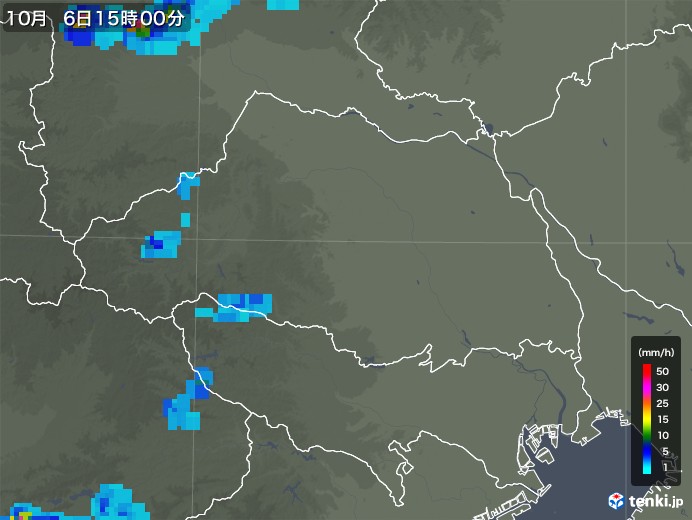 埼玉県の雨雲レーダー(2019年10月06日)