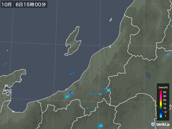 新潟県の雨雲レーダー(2019年10月06日)