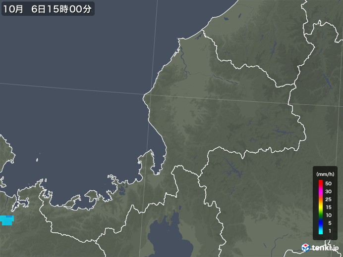 福井県の雨雲レーダー(2019年10月06日)