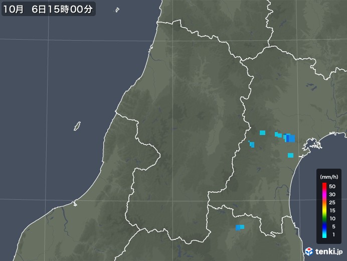 山形県の雨雲レーダー(2019年10月06日)