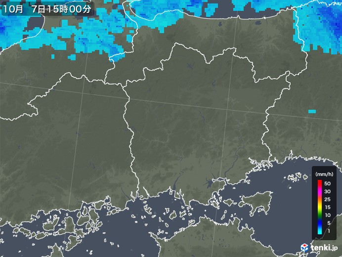 岡山県の雨雲レーダー(2019年10月07日)