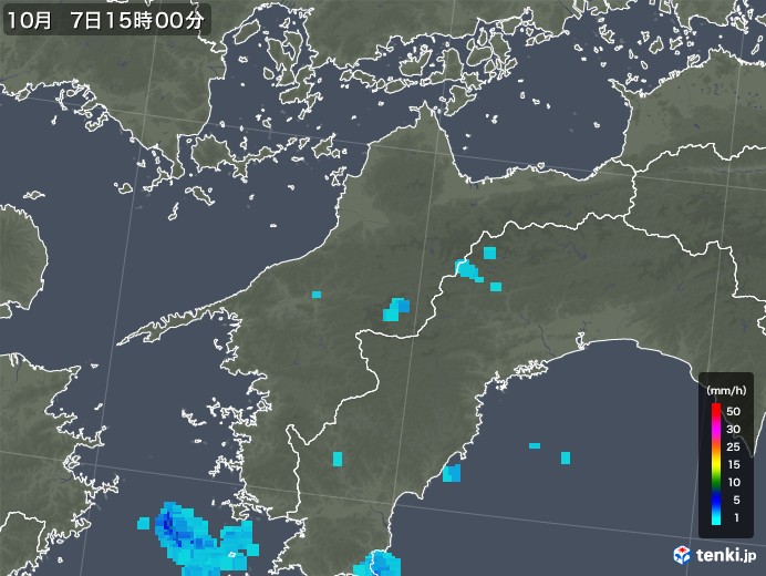 愛媛県の雨雲レーダー(2019年10月07日)