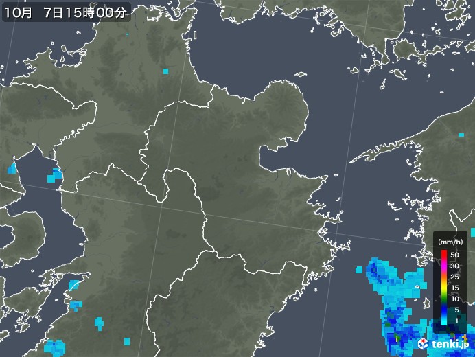 大分県の雨雲レーダー(2019年10月07日)