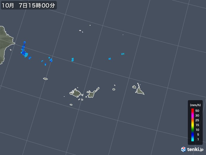 宮古・石垣・与那国(沖縄県)の雨雲レーダー(2019年10月07日)