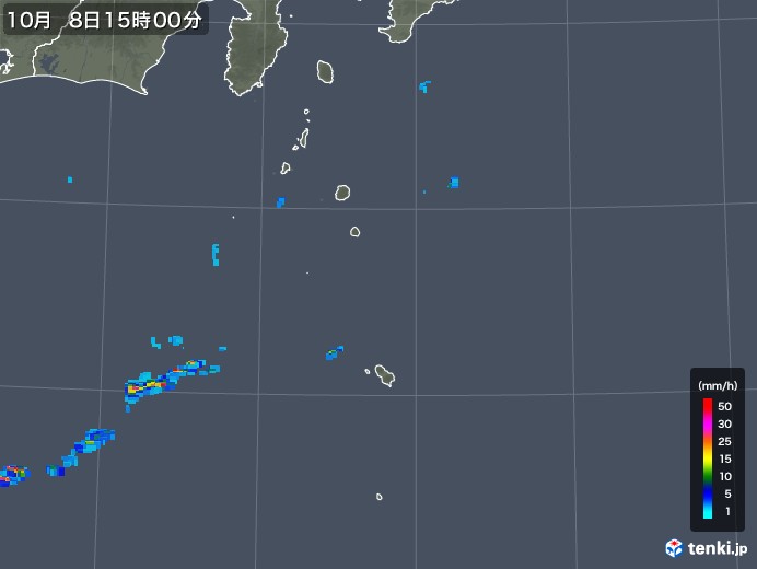 伊豆諸島(東京都)の雨雲レーダー(2019年10月08日)