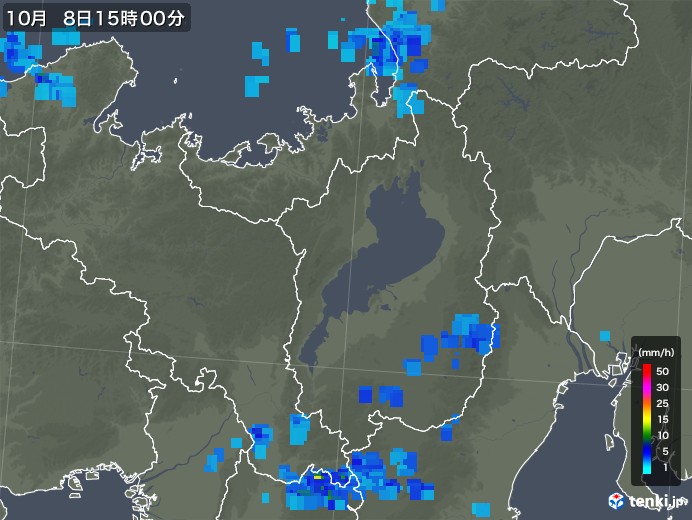 滋賀県の雨雲レーダー(2019年10月08日)