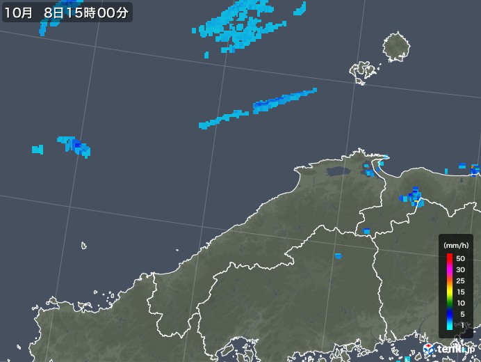 島根県の雨雲レーダー(2019年10月08日)