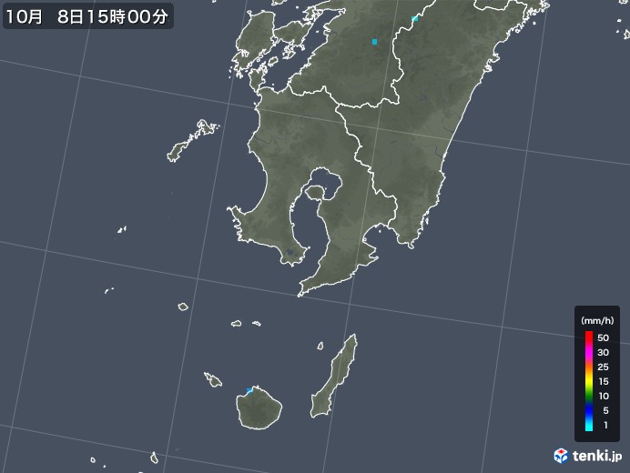 鹿児島県の雨雲レーダー(2019年10月08日)