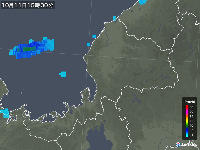 福井県の雨雲レーダー(2019年10月11日)