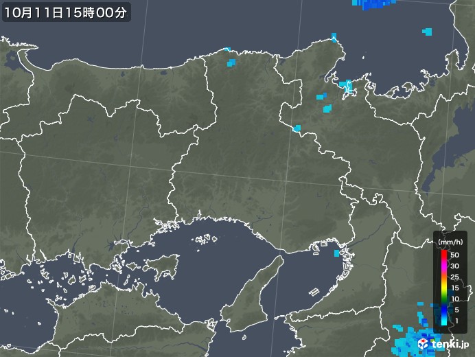 兵庫県の雨雲レーダー(2019年10月11日)