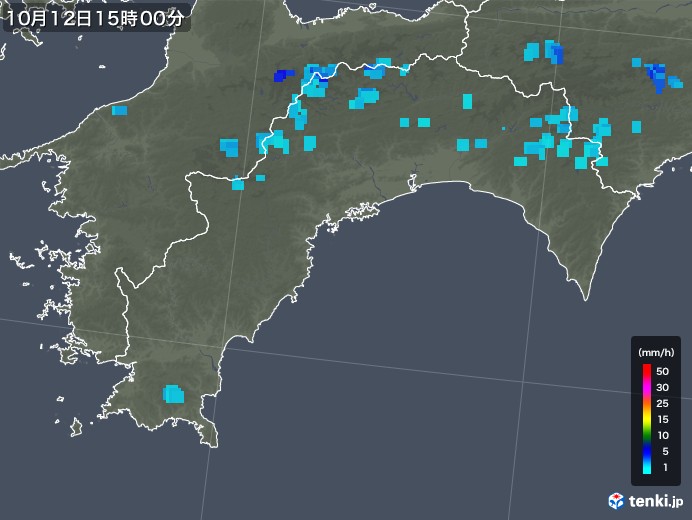 高知県の雨雲レーダー(2019年10月12日)