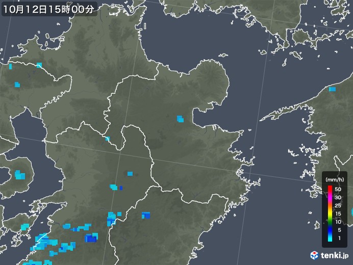 大分県の雨雲レーダー(2019年10月12日)