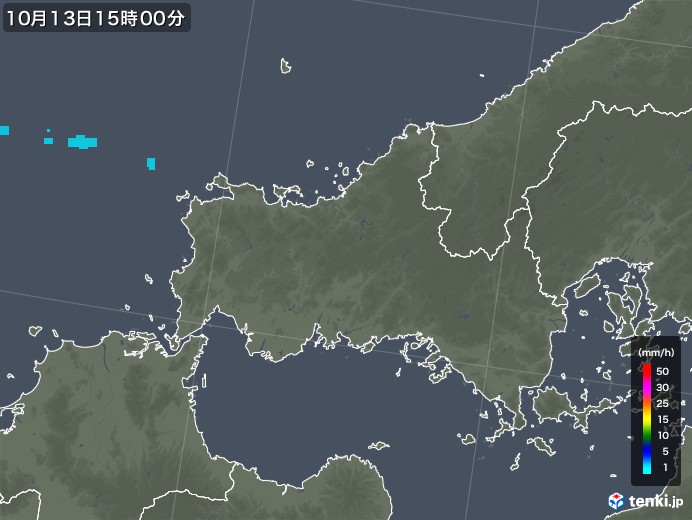 山口県の雨雲レーダー(2019年10月13日)
