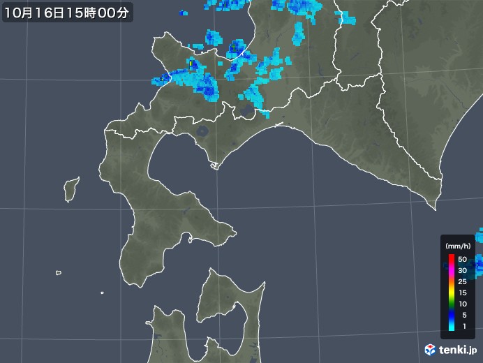 道南の雨雲レーダー(2019年10月16日)