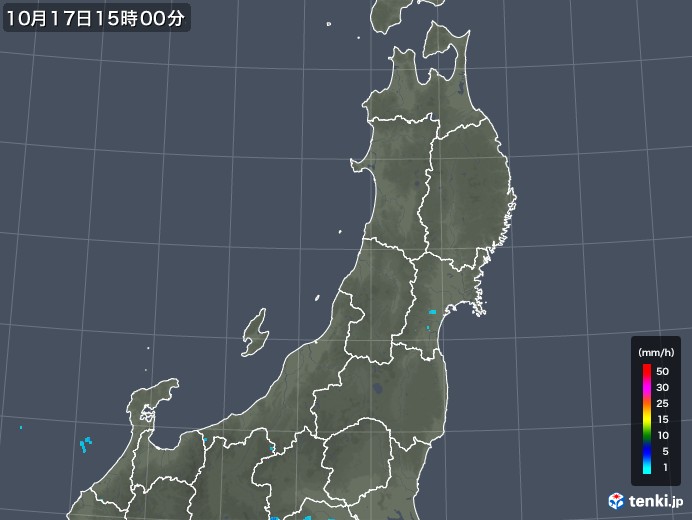 東北地方の雨雲レーダー(2019年10月17日)