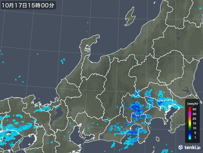 北陸地方の雨雲レーダー(2019年10月17日)