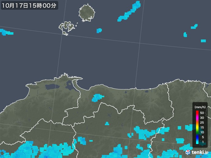鳥取県の雨雲レーダー(2019年10月17日)