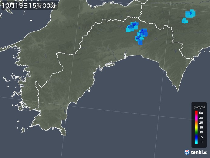 高知県の雨雲レーダー(2019年10月19日)
