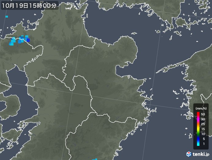 大分県の雨雲レーダー(2019年10月19日)