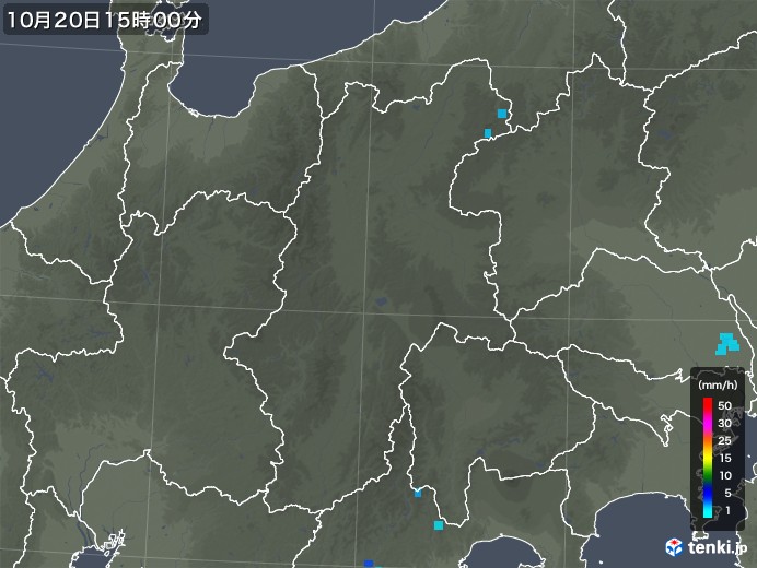 長野県の雨雲レーダー(2019年10月20日)