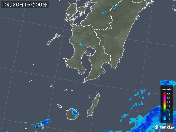 鹿児島県の雨雲レーダー(2019年10月20日)