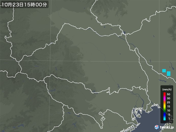 埼玉県の雨雲レーダー(2019年10月23日)