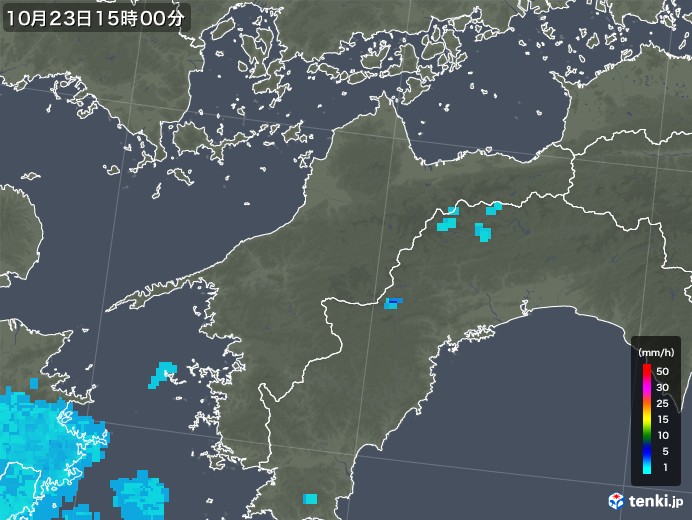 愛媛県の雨雲レーダー(2019年10月23日)