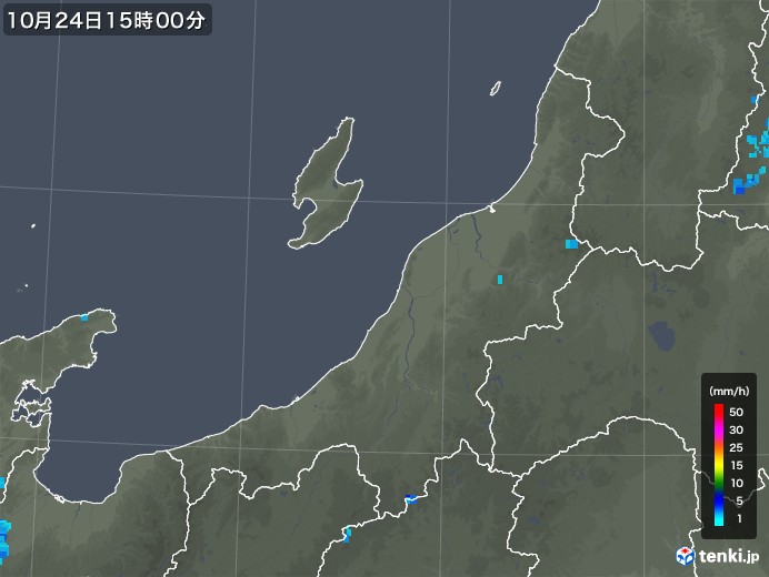 新潟県の雨雲レーダー(2019年10月24日)