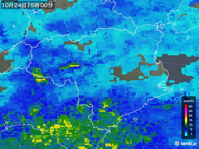 徳島県の雨雲レーダー(2019年10月24日)