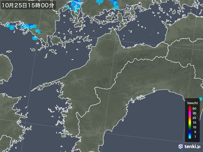 愛媛県の雨雲レーダー(2019年10月25日)