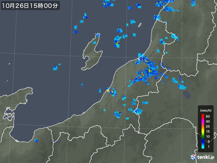 新潟県の雨雲レーダー(2019年10月26日)