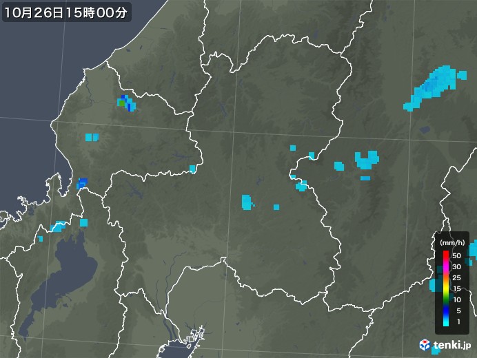 岐阜県の雨雲レーダー(2019年10月26日)
