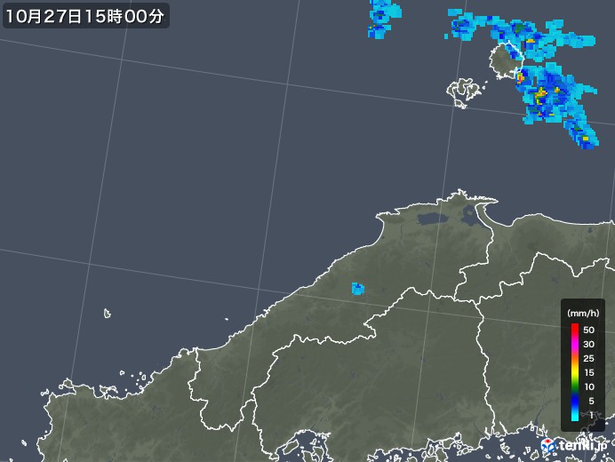 島根県の雨雲レーダー(2019年10月27日)
