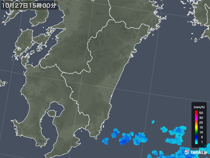 宮崎県の雨雲レーダー(2019年10月27日)