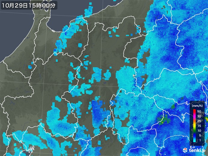 長野県の雨雲レーダー(2019年10月29日)