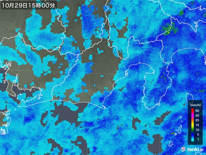 静岡県の雨雲レーダー(2019年10月29日)